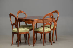 Nyrokoko spillebord samt 4 salonstole, 1860-1870 5