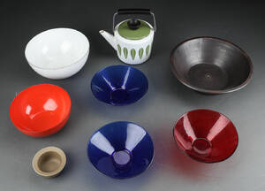 Höganäs, Royal Copenhagen, Cathrineholm mfl. Skåle og kedel af emaljeret metal, glas og keramik 8
