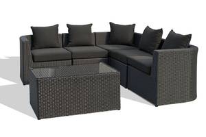Havemøbler. Hjørnesofa med bord, sort polyrattan6