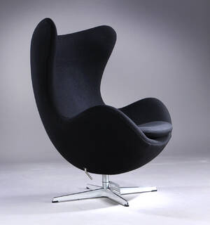 Arne Jacobsen. Ægget, model 3316, Sort Hallingdal uld fra år 2018 med certifikat, vip og returdrej