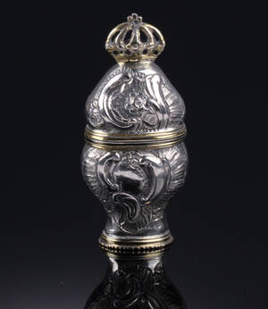 A.C. Boetewadt. Sønderjysk rokoko hovedvandsæg af delvist forgyldt sølv, Tønder ca. 1780erne