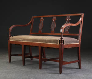 Empireform sofabænk, mahogni, omkring 1900
