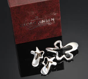 Henning Koppel for Georg Jensen. Splash broche og øreclips 3