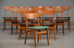 Farstrup møbelfabrik 10 stole i teakbøg, 1960erne 10