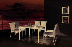 matsalsbord med stolar, PE rattan och aluminium