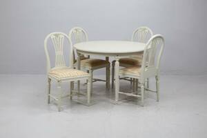 MATBORD, samt STOLAR 4 st, Axet, gustaviansk stil, 1900-talets andra hälft