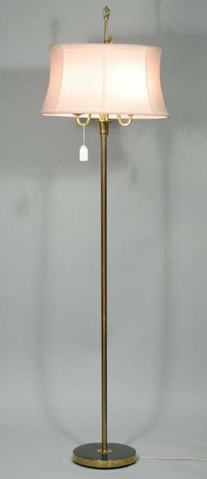 FALKENBERGS BELYSNING, GOLVLAMPA, 1900-TALETS ANDRA HÄLFT, 2 LJUSPUNKTER, MÄSSING, HÖ 165 CM