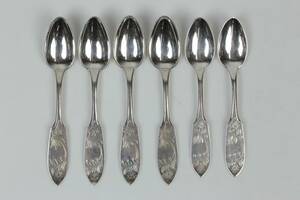 TESKEDAR, 4 st, samt KAFFESKEDAR, 2 st, silver, Tornedal, ca 77 g