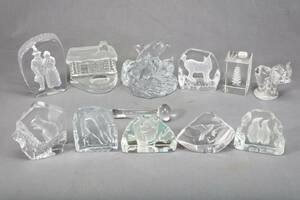 GLASBLOCK, 9 ST, FIGURINER 2 ST, BLAND ANNAT MATS JONASSON MÃ…LERÃ…S, GLAS, I PARTI