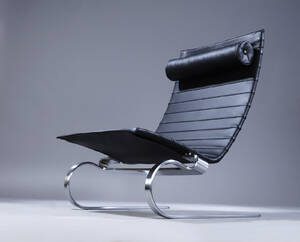 Poul Kjærholm. Lænestol model PK-20, Fritz Hansen, sort læder