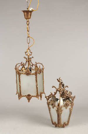 Hall lanterner, messing og matteret glas 2
