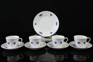 KAFFEGODS samt assietter, 8 delar, Blå blom, Old Gustavsberg