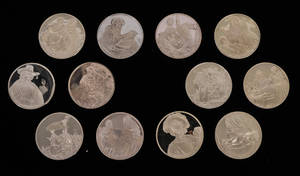 Franklin Mint Rembrandt i silver. Medaljer i mahognyschatull