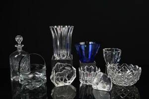 SKÅLAR, 4 st, vas, ishink, karaff, samt konstglas, bl.a. Orrefors, samt Målerås