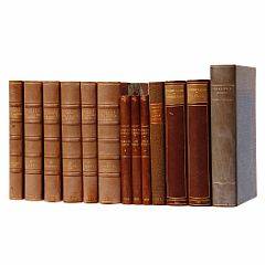 Johs.V. Jensen Einar Elkær. Cph 1898. 1st ed. Bound with orig. wrappers in full morocco, top edge gilt. 12 other vols. by same. 13