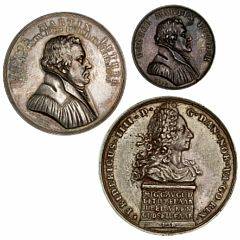 Frederik VI, medaille Reformationsfesten 1817, Martin Luther, Ag, 37 mm, Loos, Bgs 83 samt tilsvarende 1817, Ag, 25 mm, Loos, Bgs 87