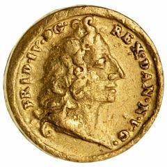 Frederik IV, kongen og dronning Louise, u. år, Au, 9 mm, 0,8 g, G cf. 349