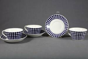 STIG LINDBERG 1916-1982, TEKOPPAR MED FAT, 3 ST, ADAM, GUSTAVSBERG, BENPORSLIN