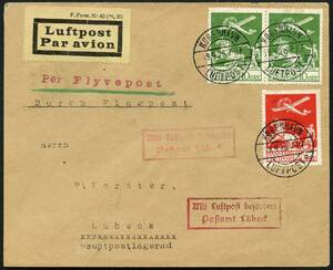 AFA 144,146 1925. Gl. Luftpost. 10 Øre, grøn par og 25 Øre, rød –º