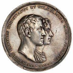 Frederik VI, Prins Frederik og prinsesse Wilhelminas bryllup, 1828, Conradsen, B 104, kantskader, ex. Hasle