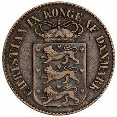 Dansk Vestindien, Christian IX, 1 cent 1879, H 28, lille ks.