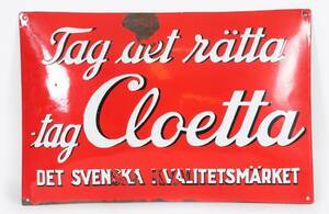 Emaljerad reklamskylt, Cloetta