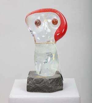 JIM JOHNSSON FÖDD 1948, SKULPTUR, TOUCH AND CARRES MY FLOWERS, GRÄNNA GLASBRUK, SIGNERAD, UNIK, GLAS, SKYLTMÄRKT, HÖ MED GRANITSOCKEL 31 CM
