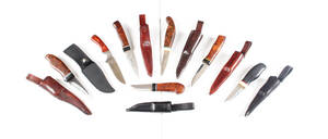 Samling håndlavede knivejagtknive