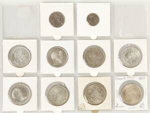 Erindringsmønter, 1888 - 1937 komplet 8 stk. samt Færøerne, 10, 25 øre 1941, Sieg 4, 5, i alt 10 stk. 10, 25 øre 1941 begge kval. 01