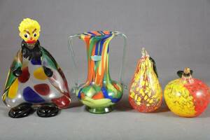 VAS, TURE BERGLUND, STOCKHOLMS GLASBRUK, FRUKTER, 2 ST GLAS, SKÅL I FORM AV CLOWN, I PARTI