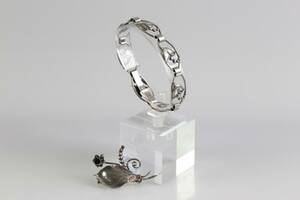 ARMBAND, ASA-silver, Tage Linde, samt brosch, silver