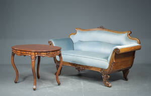 Chr. VIII sofa og nyrokoko salonbord af mahogni, 1800-tallet 2