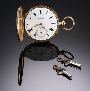 Pavel Bure. Dobbeltkapslet herre lommeur i 14 kt. guld, gave fra Alexander III, ca. 1885