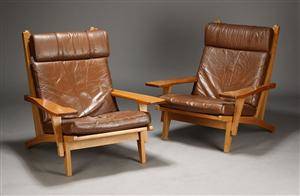 Hans J. Wegner. Par lænestole, egetræ, model GE-375 2