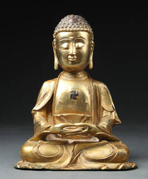 Buddha af forgyldt bronze, Kina