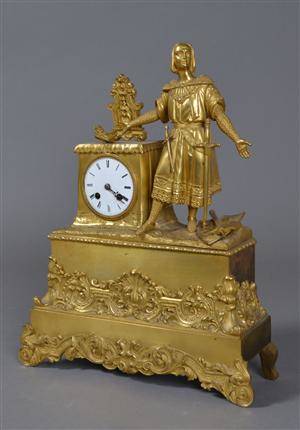 Fransk kaminur af forgyldt bronce, 1800-tallets slutning