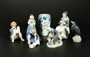 Royal Copenhagen och Bing Gröndahl figuriner samt vas i porslin 7