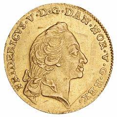 Frederik V, kurantdukat 12 mark 1759, H 22C, F 269, ridset