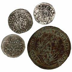 Christian I, hvid, Malmø, G 23C, Frederik IV, skilling 1716, H 45, samt 2 stk. diverse