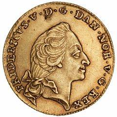 Frederik V, kurantdukat 12 mark 1759, H 22C, F 269, enkelte ridser