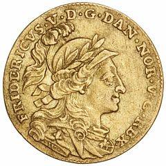 Frederik V, kurantdukat 12 mark 1757 VH Hjelmtype, H 23, S 2, F 262