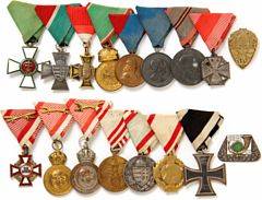 Austro-Hungary, ensemble of 15 medals and 2 regimental badges from WWI and WWII, awarded to Hungarian soldier Todor Jozsef Borchesa