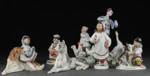 Samling Lomonosov figurer af bemalet porcelæn9