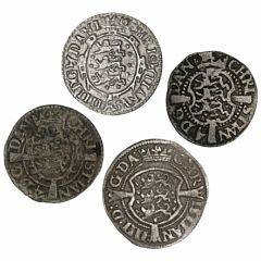 Christian IV, 1 skilling 1605, H 80A, 1 skilling 1609, H 80C, 1 skilling 1613, H 80C, 1 skilling 1 skilling 1614, H 80A, i alt 4 stk. i varierende kvalitet