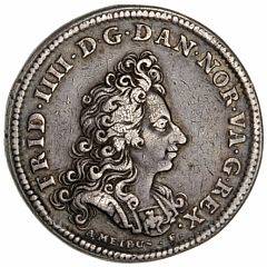Frederik IV, kastemønt til salvingsfesten, 1700, Meybusch, 7,45 g, Ag, G 191, blanketfejl
