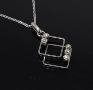Halskæde med vedhæng med single cut diamanter, 14 kt. hvidguld