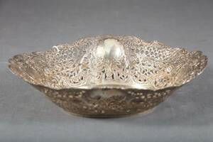 SKÅL, SILVER, GENOMBRUTEN DEKOR, HÖ 6, 24X20 CM, VIKT 340 GRAM