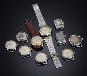 Samling af 10 vintage herrearmbåndsure