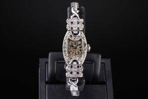 Fransk Art Deco diamant damearmbåndsur af hvidguld 18 kt. 1920erne.