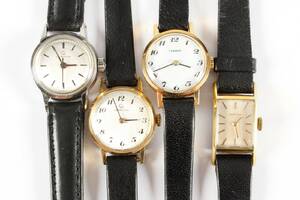 Fire vintage dameure af forgyldt stål, Tissot og Certina 4